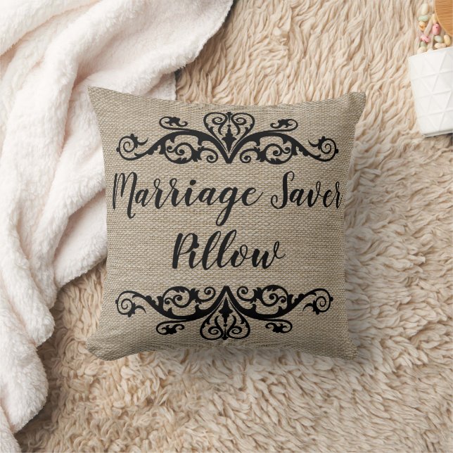 Rustic Burlap Look Marriage Saver Cushion (Blanket)