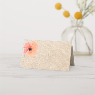 Rustic Burlap Look Wedding Folded Place Card