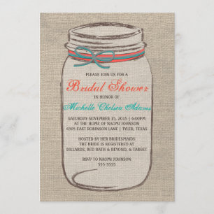 Rustic Burlap Mason Jar Bridal Shower Invitation
