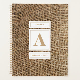 Rustic Burlap Monogram Initial Appointment Book Planner
