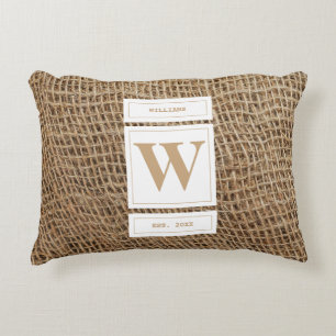 Rustic Burlap Monogram Initial Decorative Cushion