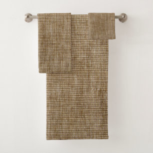 rustic burlap nature pattern bath towel set