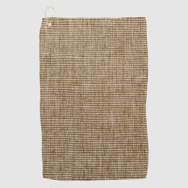 Rustic Burlap Nature Pattern Golf Towel – Earthy (Front)