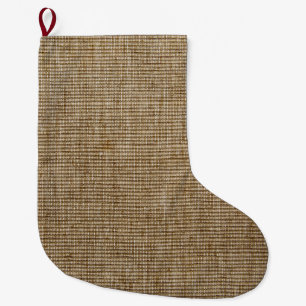 rustic burlap nature pattern large christmas stocking