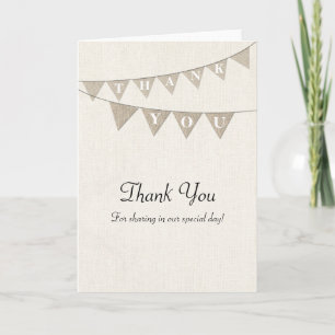 Rustic Burlap Pennant Thank You Card