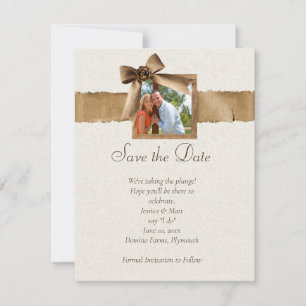 Rustic Burlap Photo Save the Date Invitation