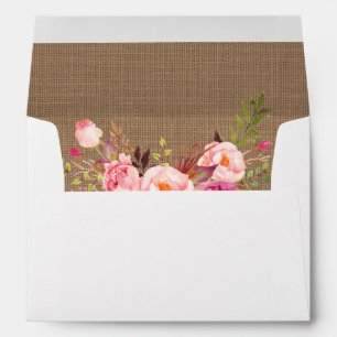 Rustic Burlap Pink Floral Invitation Envelope