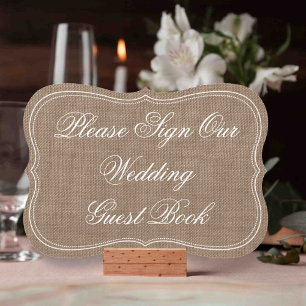 Rustic Burlap "Please Sign Our Wedding Guest Book"