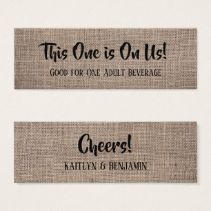 Rustic Burlap & Pretty Black Text, Drink Tickets
