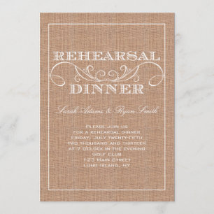 Rustic Burlap Print Rehearsal Dinner Invitation