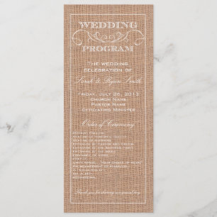 Rustic Burlap Print Wedding Program Programme