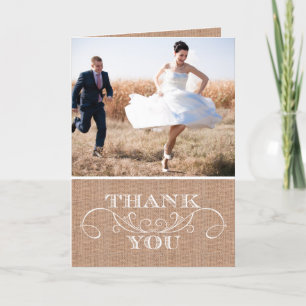 Rustic Burlap Print Wedding Thank You Cards
