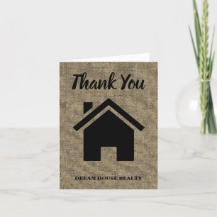 Rustic Burlap Real Estate Agent   Thank You Card