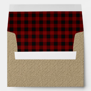 Rustic Burlap Red Black Buffalo Checks Pattern Envelopes