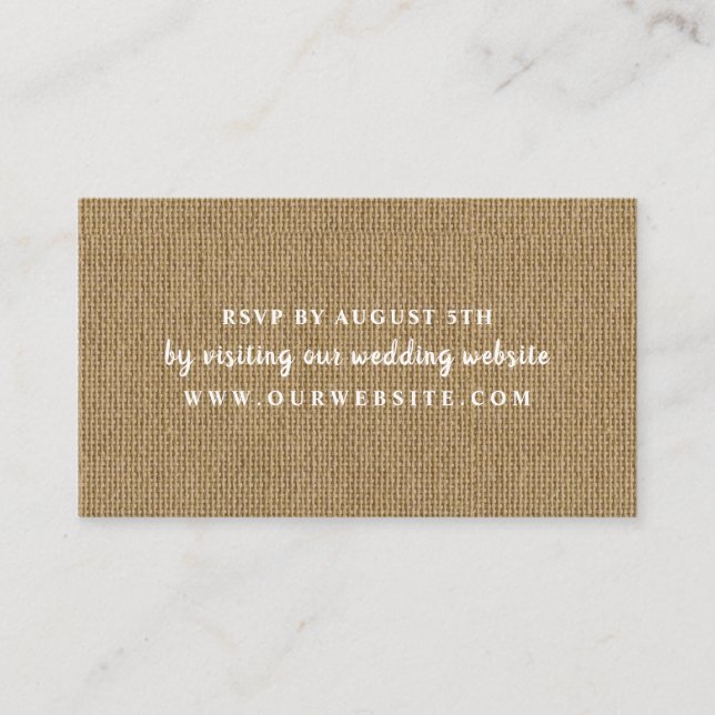 Rustic Burlap rsvp website card (Front)