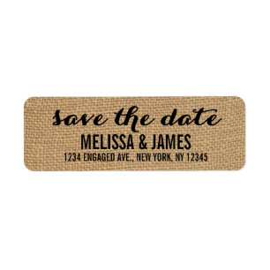 Rustic Burlap Script Save the Date