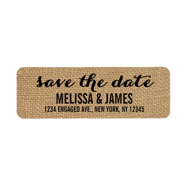 Rustic Burlap Script Save the Date (Front)