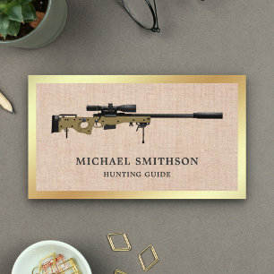 Rustic Burlap Sniper Rifle Gun Shop Gunsmith Business Card