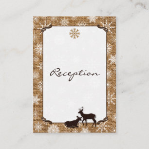 Rustic Burlap, Snowflakes & Deer Enclosure Card