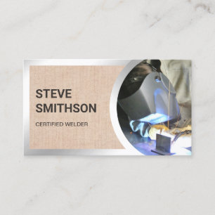 Rustic Burlap Steel Welding Fabricator Welder Business Card