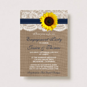 Rustic Burlap Sunflower Engagement Party Or Shower Invitation