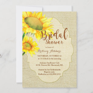 Rustic Burlap Sunflowers Bridal Shower Invitation