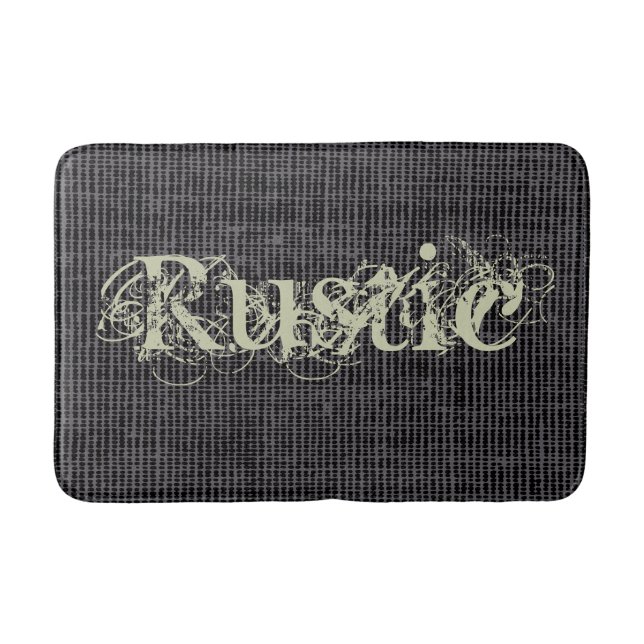 Rustic Burlap Texture Personalised Type Bath Mat (Front)