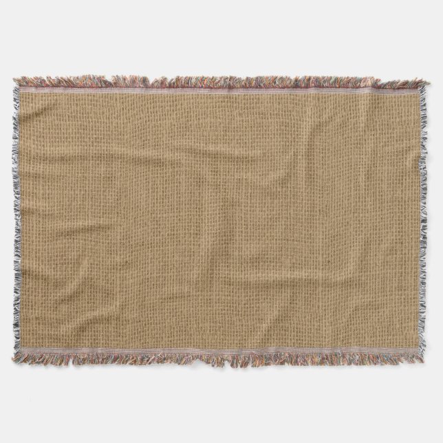 Rustic Burlap Texture Throw Blanket (Front)