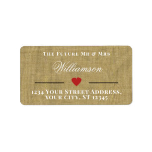 Rustic Burlap The Future Mr & Mrs Return Address Label
