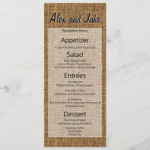Rustic Burlap Vintage Country Wedding Menu Script