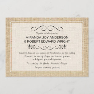 Rustic Burlap Vintage Wedding Invitations