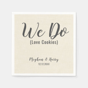 Rustic Burlap We Do Love Cookies Custom Napkin