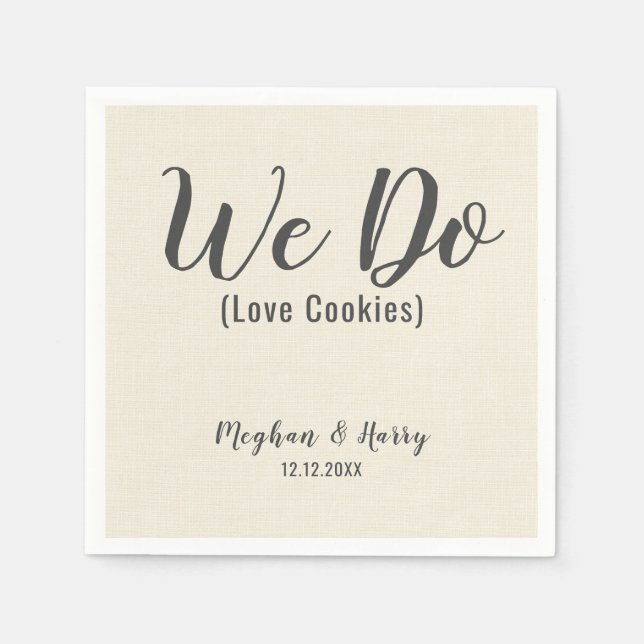 Rustic Burlap We Do Love Cookies Custom Napkin (Front)