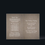 Rustic Burlap Wedding Bi-fold Program Template<br><div class="desc">These bi-fold program templates are perfect for any couple planning a romantic country wedding. The design features a rustic burlap effect background with elegant white wording. The simple design can be personalised to suit your special event and will be the perfect order of service for any rustic chic themed party,...</div>