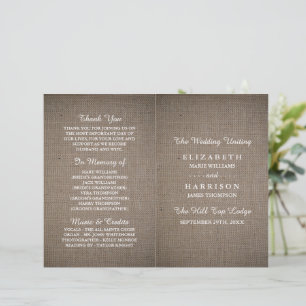 Rustic Burlap Wedding Bi-fold Program Template