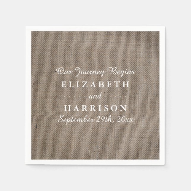 Rustic Burlap Wedding Napkin (Front)