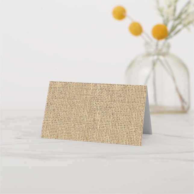 Rustic Burlap Wedding Place Card (Front)