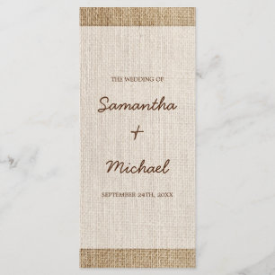 Rustic Burlap Wedding Program Programme