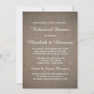 Rustic Burlap Wedding Rehearsal Dinner Invitation