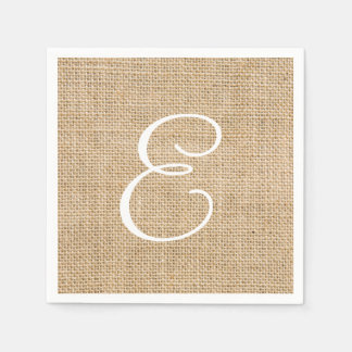 Rustic Burlap Wedding Simple Monogram Napkin