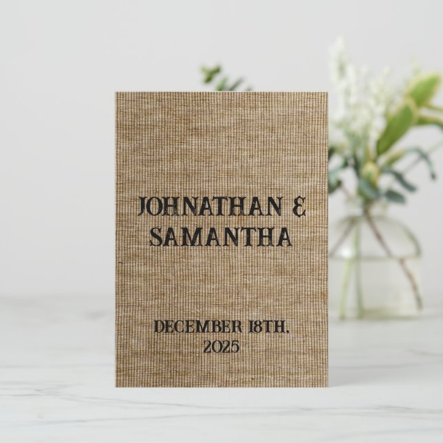 Rustic Burlap Wedding Thank You Card – Personalize (Standing Front)