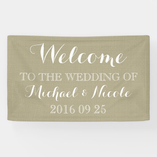 Rustic Burlap Wedding Welcome Sign Custom (Horizontal)