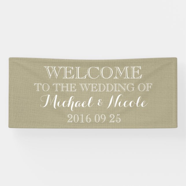 Rustic Burlap Wedding Welcome Sign Custom (Horizontal)