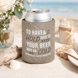 rustic burlap western country wedding favour can cooler