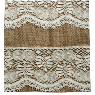 rustic burlap,white lace,vintage,victorian,grunge, shower curtain