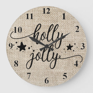 Rustic Burlap with Holly Jolly Clock