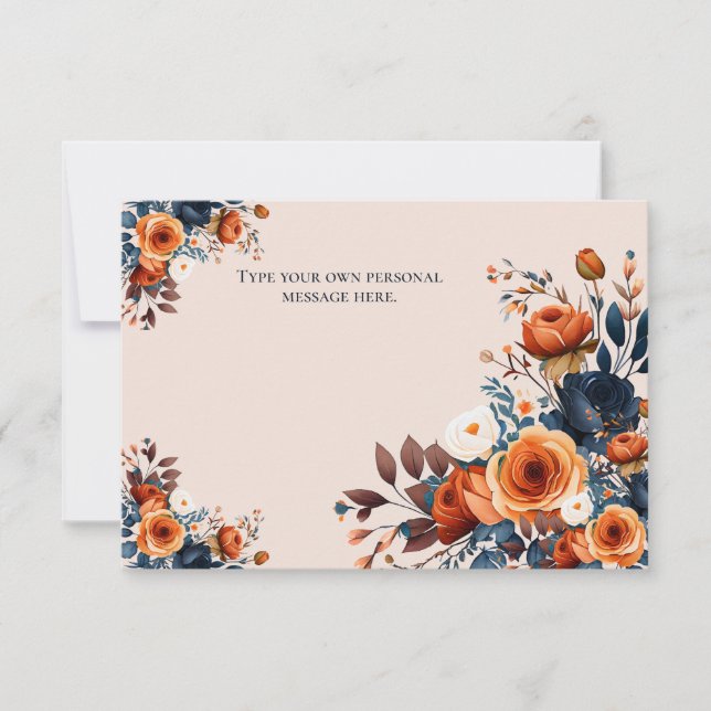 Rustic Burnt Orange and Blue Wedding Enclosure Invitation (Front)
