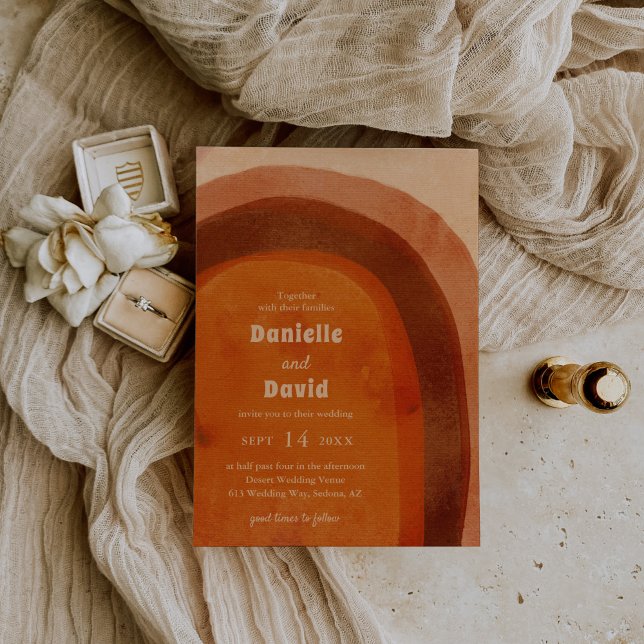 Rustic Burnt Orange Arch Modern Wedding Invitation (Creator Uploaded)
