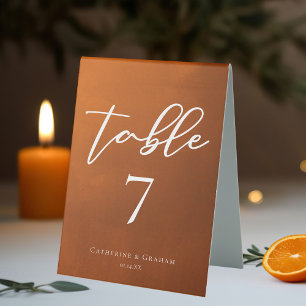 Rustic Burnt Orange Autumn Simple Wedding Number