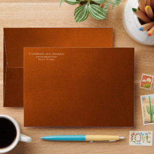 Rustic Burnt Orange Autumn Wedding Front Printed Envelope